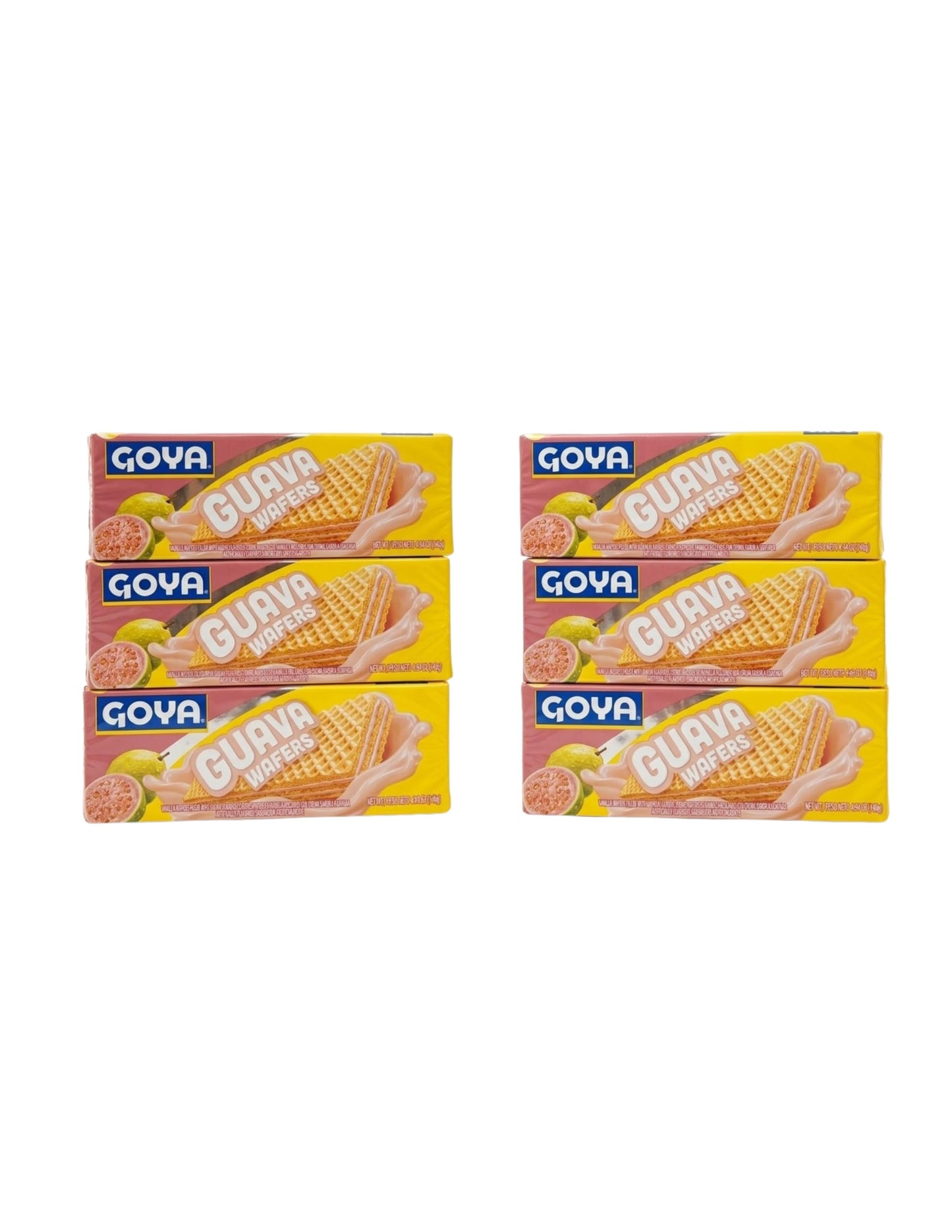 Galletas Wafer de Guayaba, Pack de 6 Unidades (140g c/u) - Barquillos Crujientes Rellenos de Crema de Guayaba Tropical - Goya - Snack Dulce para Merienda y Postre - NEXU