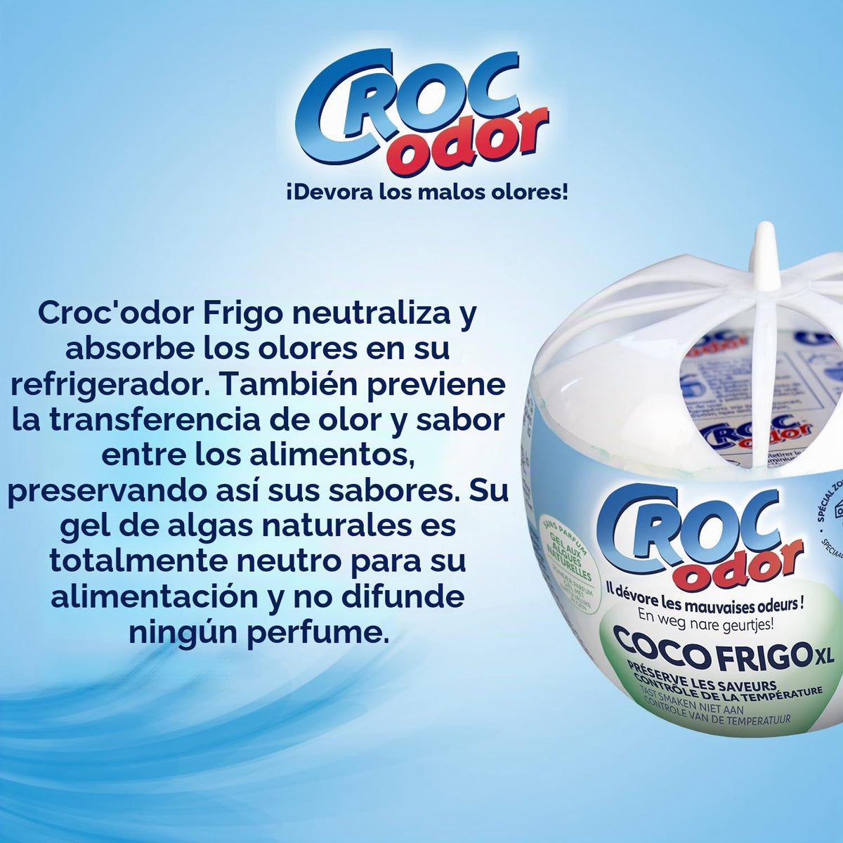 CROC'ODOR Ambientador para frigorífico tamaño XL,140 g