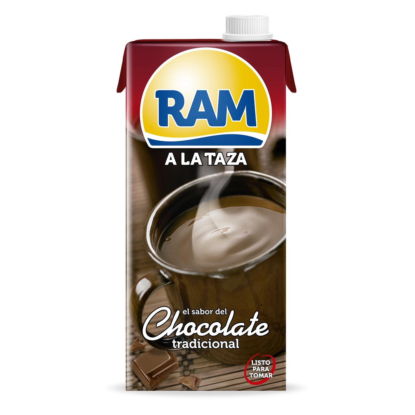 RAM - Chocolate a la Taza, Listo para Calentar y Servir, Sabor Clásico y Cremoso, Elaborado con Leche y Cacao Seleccioandos, Brik 1 Litro