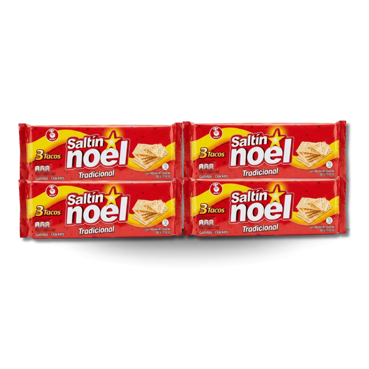 Pack de 4 Paquetes de Galletas Crackers (3 Tacos por Paquete, Total 1540g) - Galletas Saladas Crujientes - Saltín Noel - Ideales para Desayunos y Aperitivos - NEXU