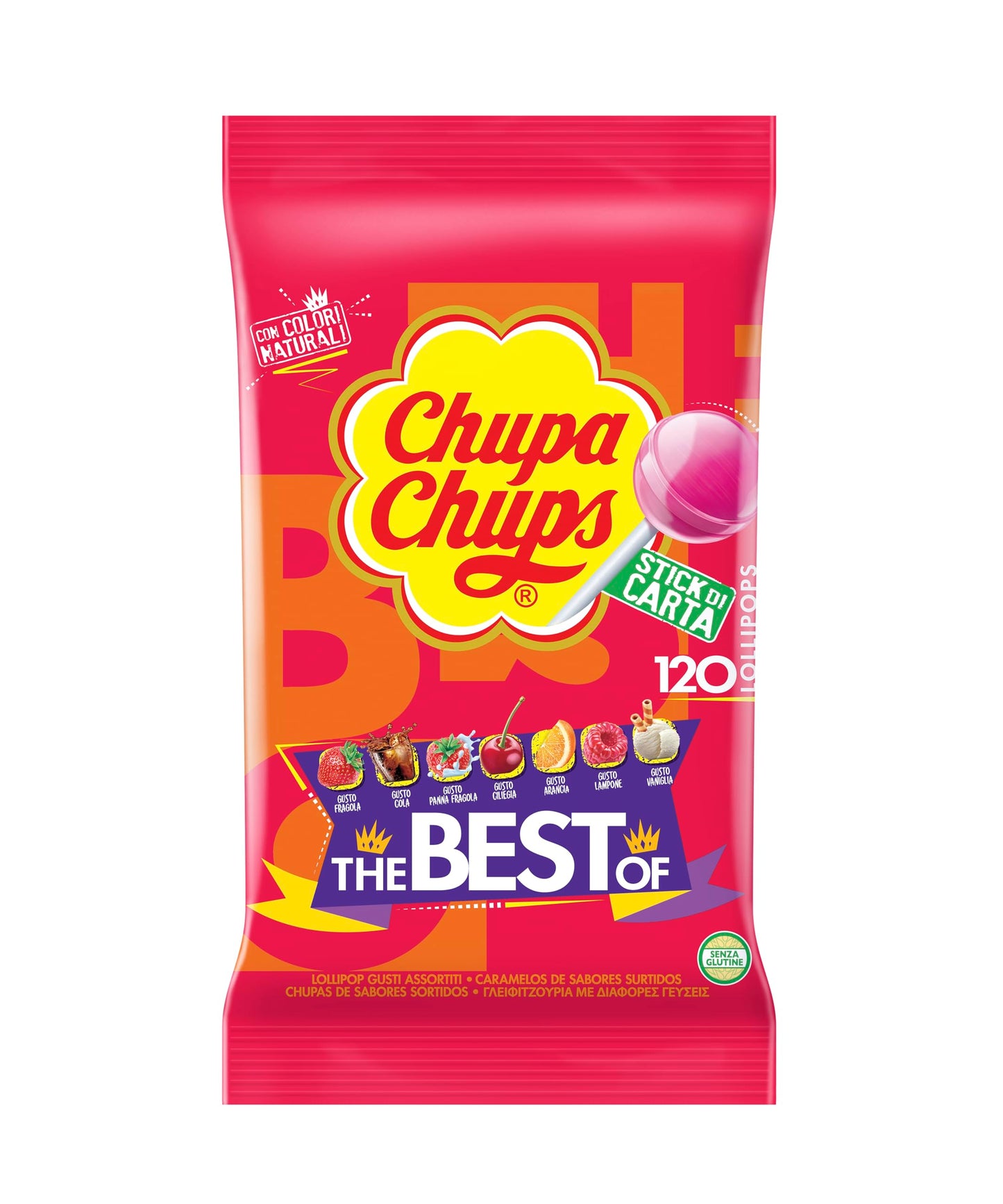 Chupa Chups Original Caramelo con Palo, de Sabores Variados, 120 x 12g