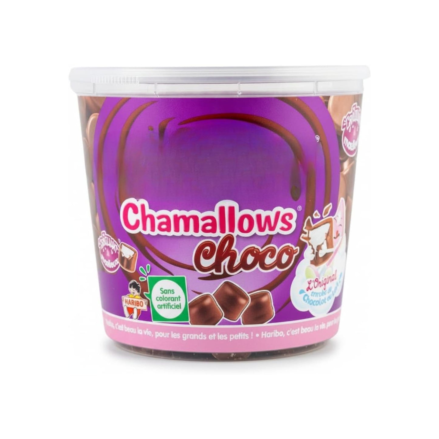 Chamallows Choco - Marshmallows Tiernos con Cobertura de Chocolate con Leche (46%) - Formato Maxi Partage en Tarrina de 650g - Ideal para Fiestas y Eventos - NEXU