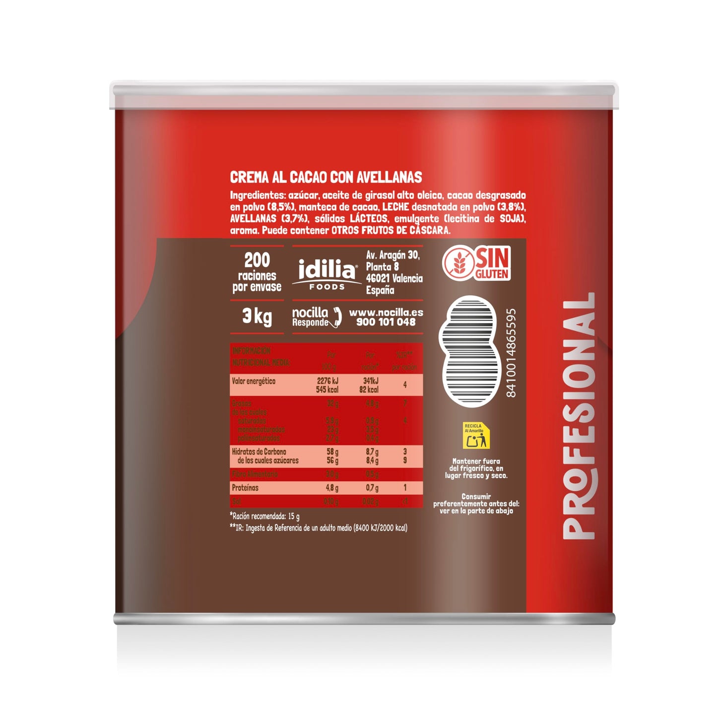 Nocilla Profesional, Chocolate, original lata 3kg