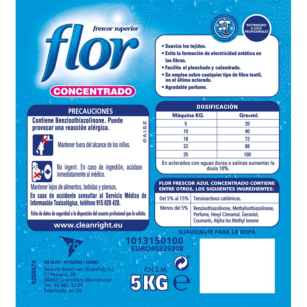 Marca Ropa Flor Flor Profesional - Suavizante para la ropa concentrado, aroma azul - 2 ...