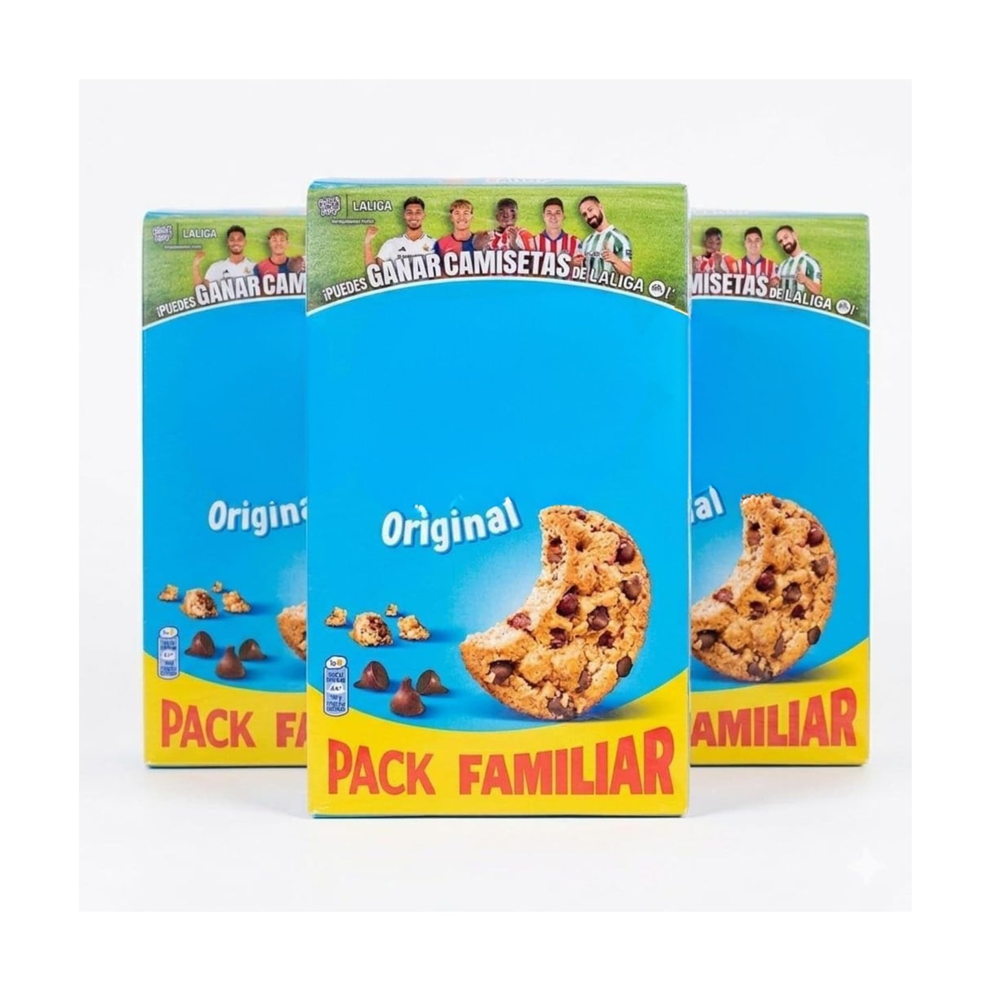 Galletas Crujientes con Pepitas de Chocolate - Pack Familiar de 3 Unidades (3 x 400g) - Ideal para Merienda, Desayuno y Compartir - Edición Especial LaLiga - NEXU