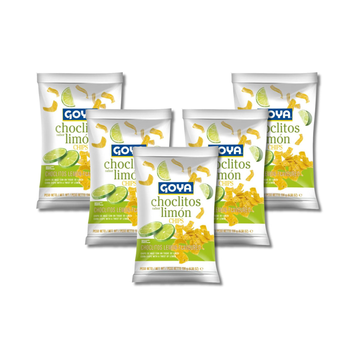 Choclitos Sabor Limón - Pack de 3uds de Chips de Maíz Crujientes con Lima - Snack Aperitivo - Tiras de Maíz Tostadas para Picoteo y Reuniones - 130g por Bolsa (650g Total) - NEXU