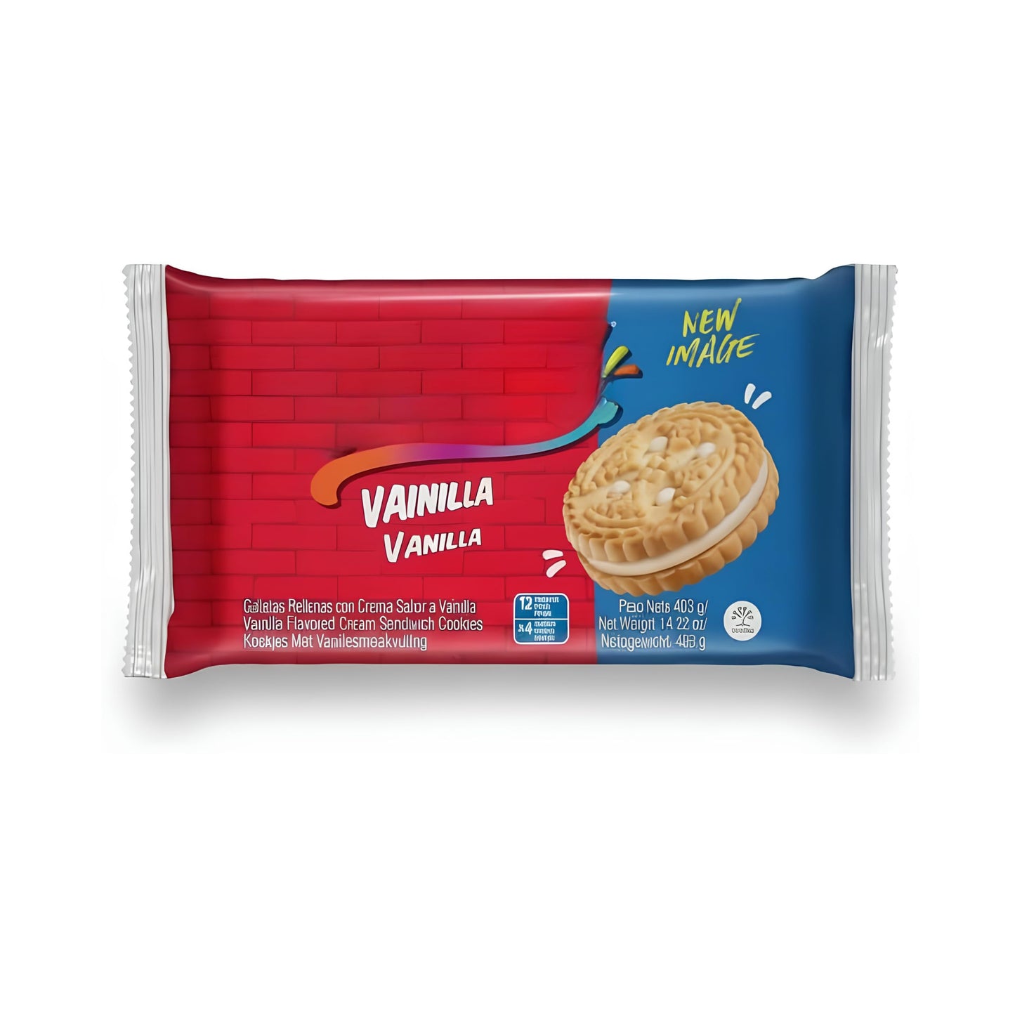 Festival Galletas Rellenas con Crema de Vainilla - Formato Ahorro 403g (12 Packs x 4 Unidades) - Snack Dulce Crujiente y Cremoso Sin Grasas Trans - Ideal para Merienda y Postres - NEXU