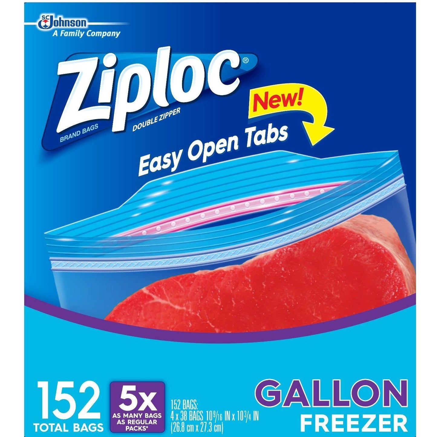 Ziploc Bolsas de galón con doble cremallera - Total: 152 Bolsas (4 X 38 ct.)