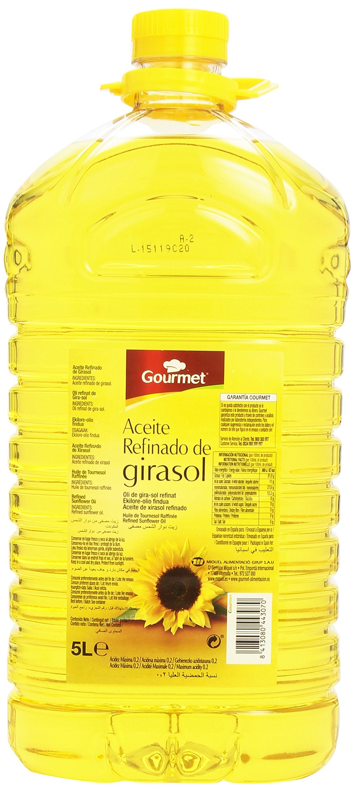 Gourmet - Aceite refinado de girasol - 5 l