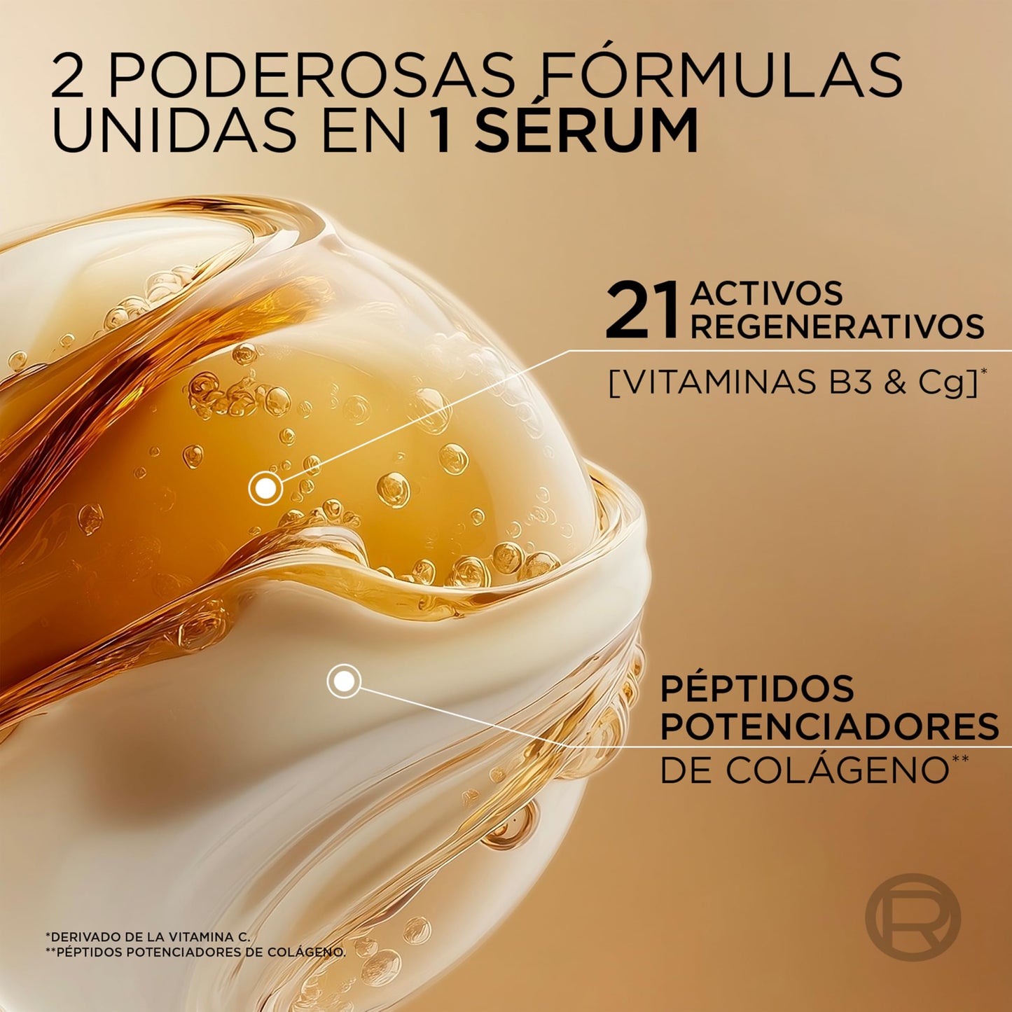L’Oréal Paris, Age Perfect Serum Le Duo Rejuvenecedor, Antiarrugas, Efecto Reafirmante y Antiedad, con Péptidos de Colágeno, Vitaminas B3 y C*, Piel más suave y luminosa, para tipo de pieles, 30 ml