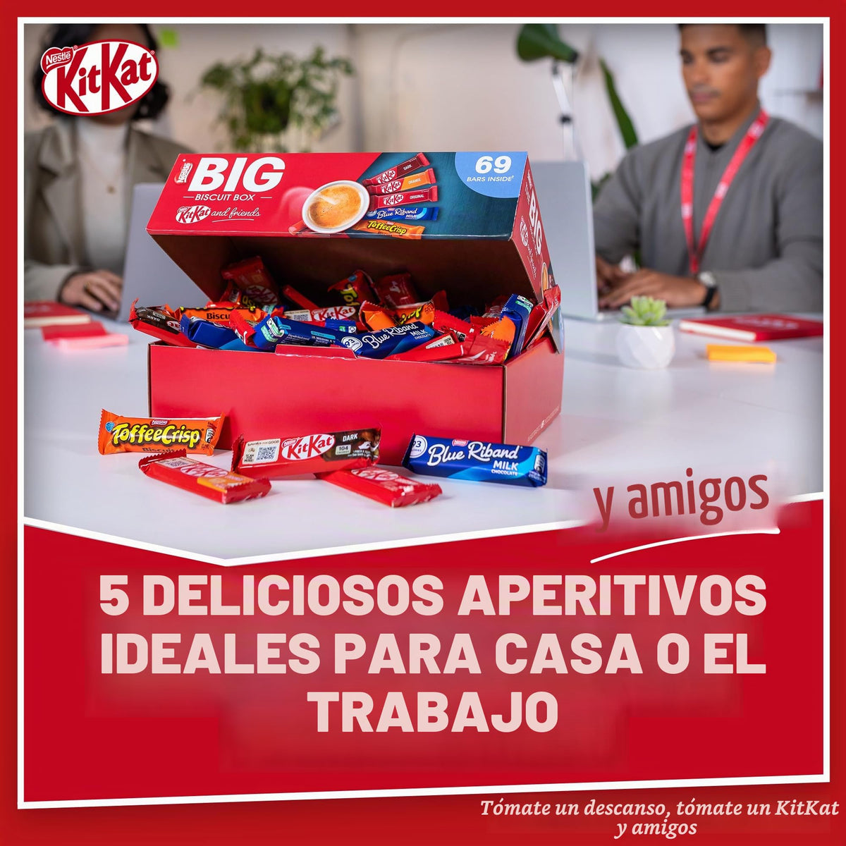 Nestlé Nestlé - Caja grande de galletas Kitkat y sus amigos | 69 x barras de galletas de chocolate - KitKat, Blue Riband, Toffee Crisp | Caja Chocolate Granel 1.357kg