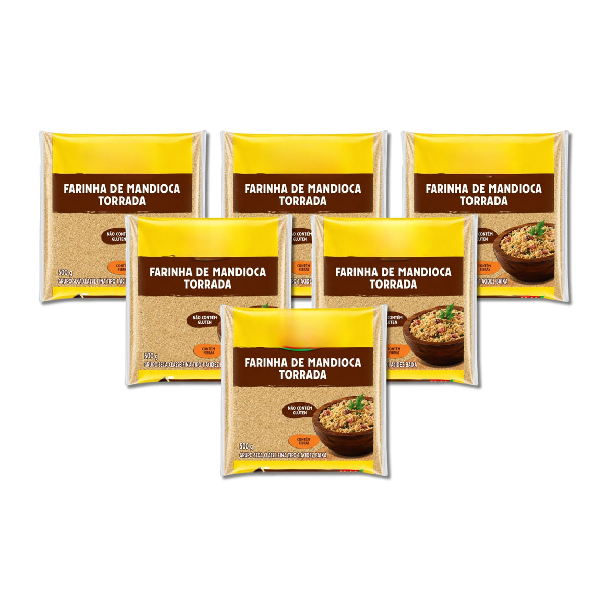 Harina de Yuca Tostada Farinha de Mandioca Torrada - Pack 6 x 500g (3kg) - Mandioca de Grano Fino Tipo 1 - Sin Gluten - Ideal para Farofa y Acompañamientos Tradicionales - Origen Natural - NEXU