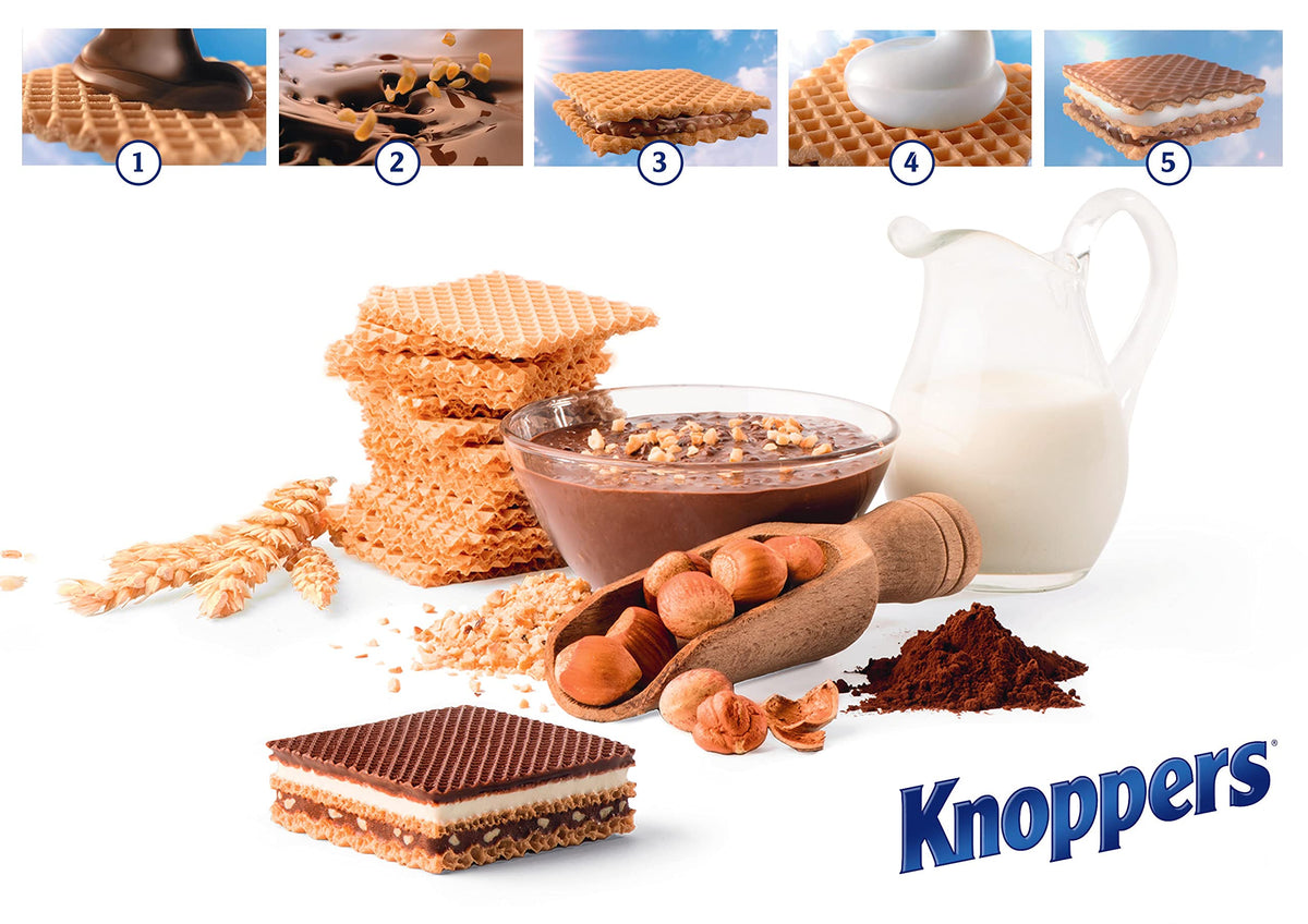 Knoppers - Barquillos Rellenos - 24 x 25 g - Chocolate y Avellana - Snack
