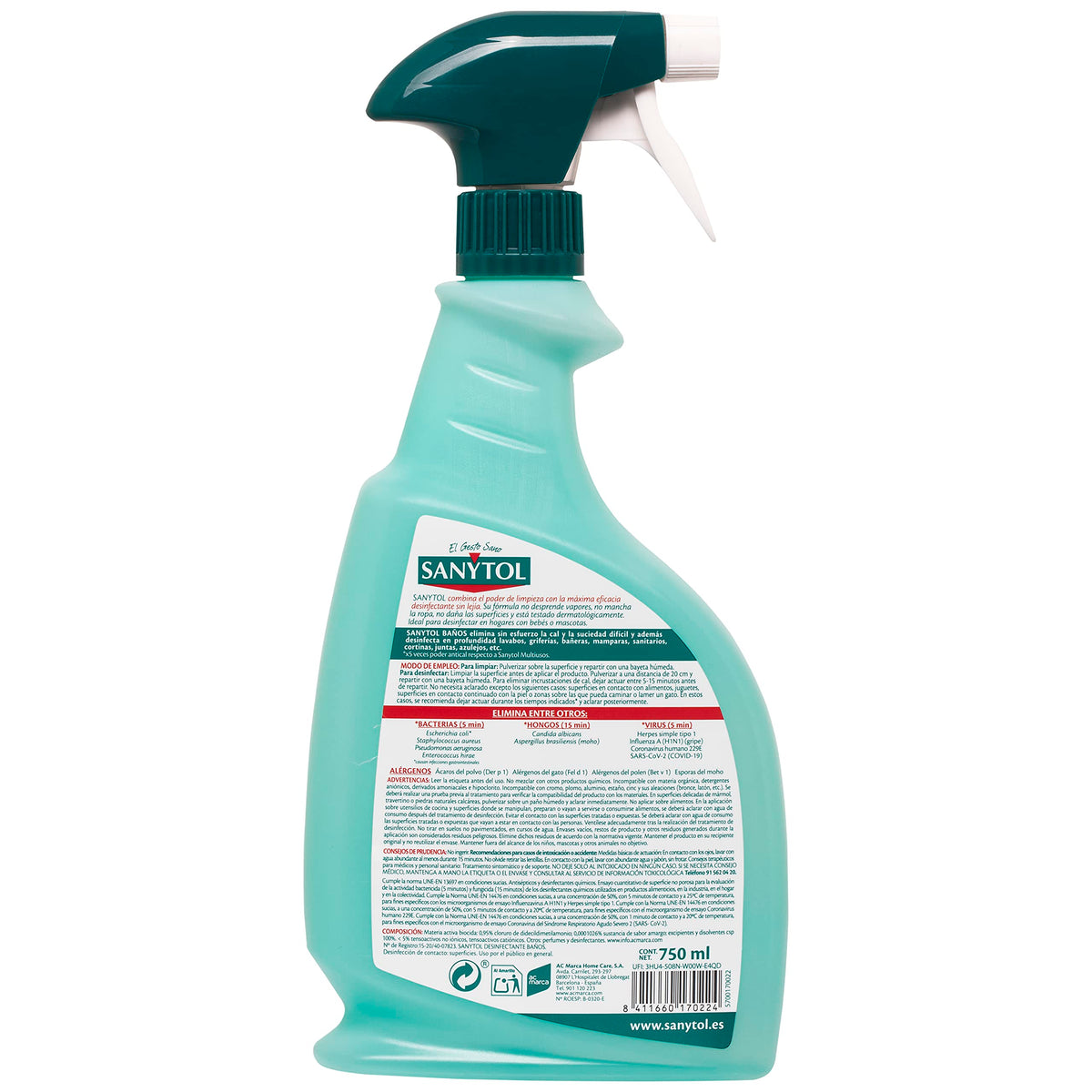 Sanytol - Limpiador Desinfectante Antical Baños Pack 4 x 750 ml