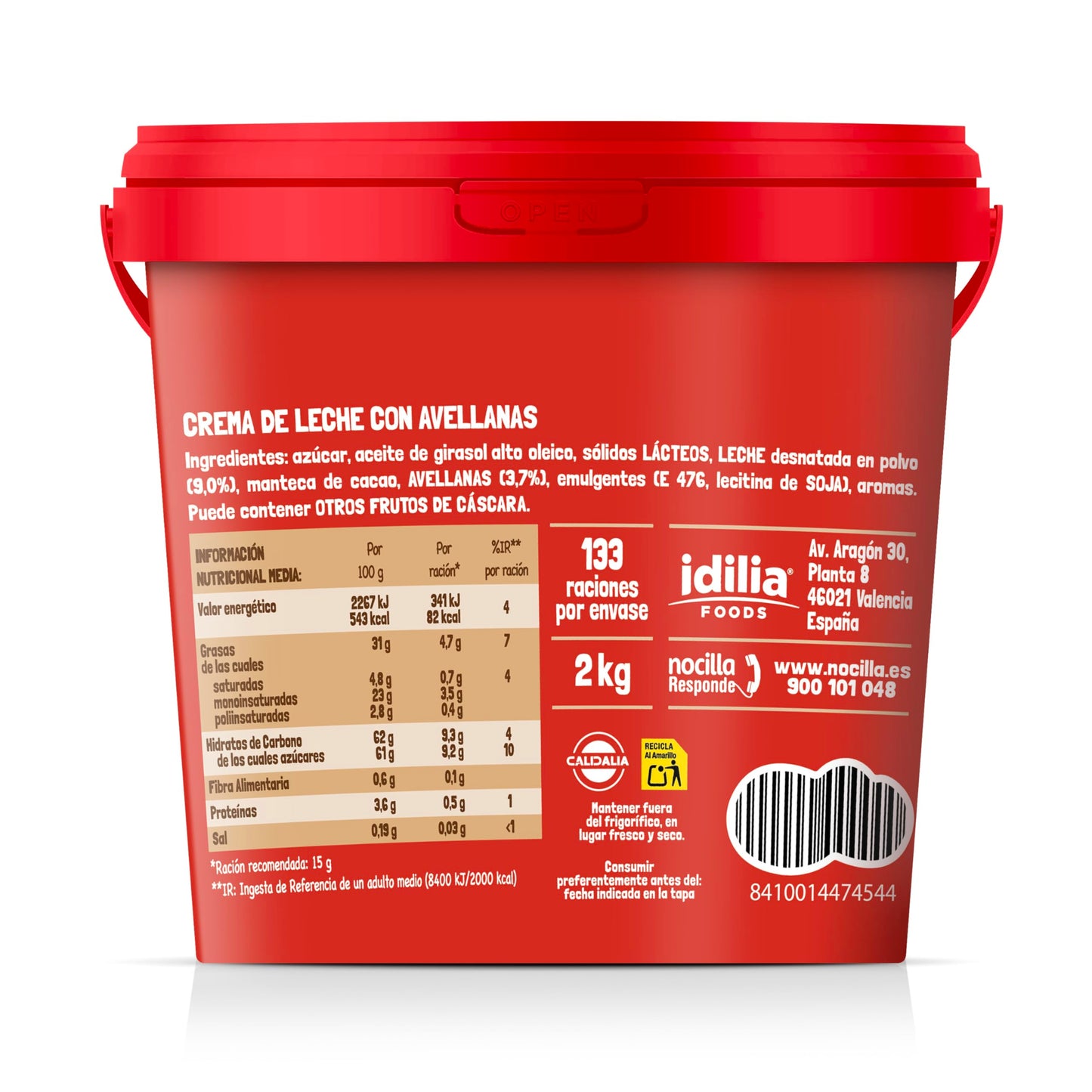 Nocilla, Profesional, Fluida con Sabor Avellanas sin Aceite de Palma - 2kg