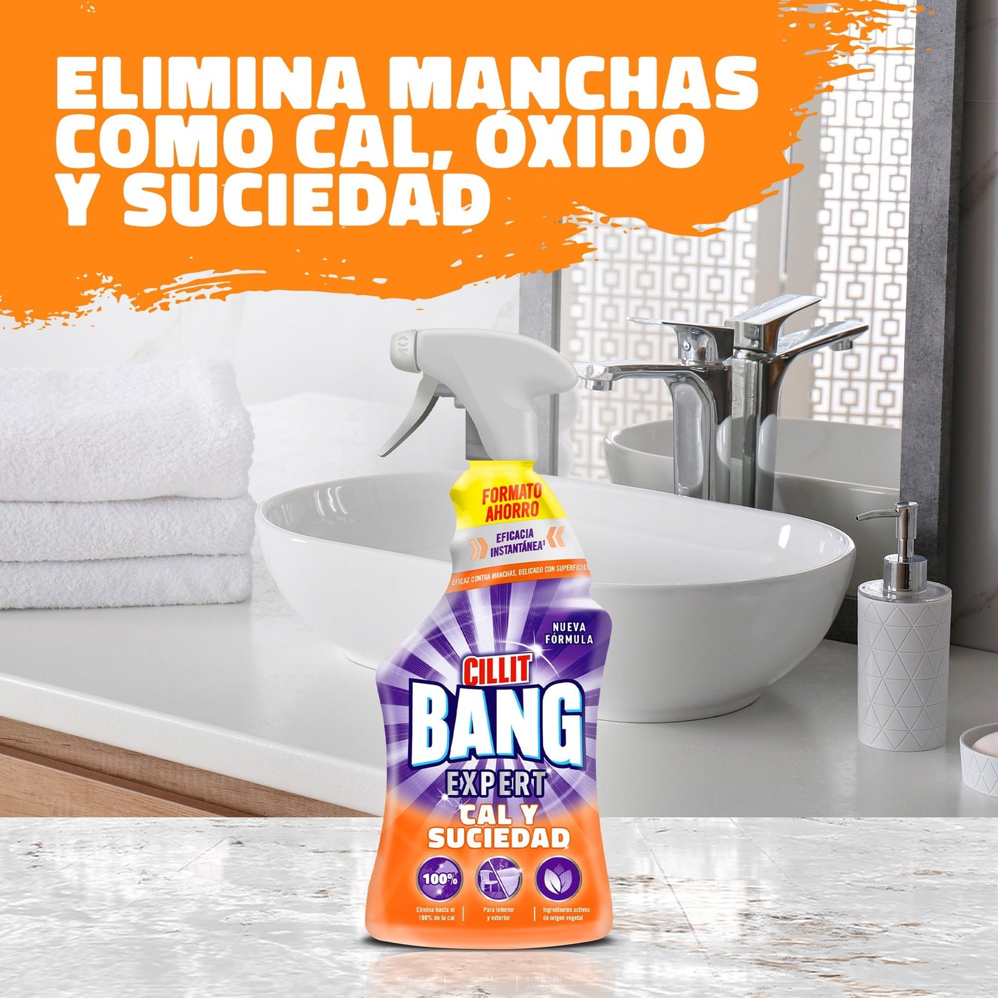 Cillit Bang Cal y Suciedad, potente limpiador baño, cocina, formato spray - 1 LT
