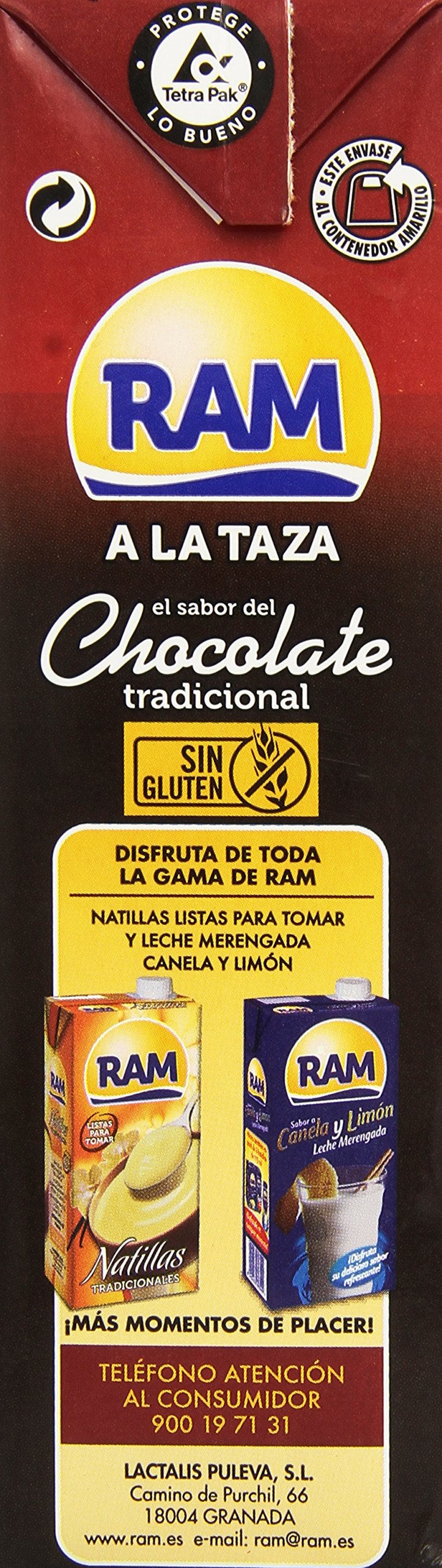 RAM - Chocolate tradicional a la taza 1 litro - Pack de 6 (Total 6 litros)