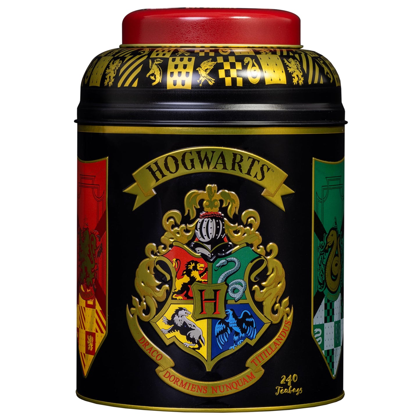 Nuevos tés ingleses Harry Potter Hogwarts House Crest Tea Caddy con 240 bolsitas de té para el desayuno inglés