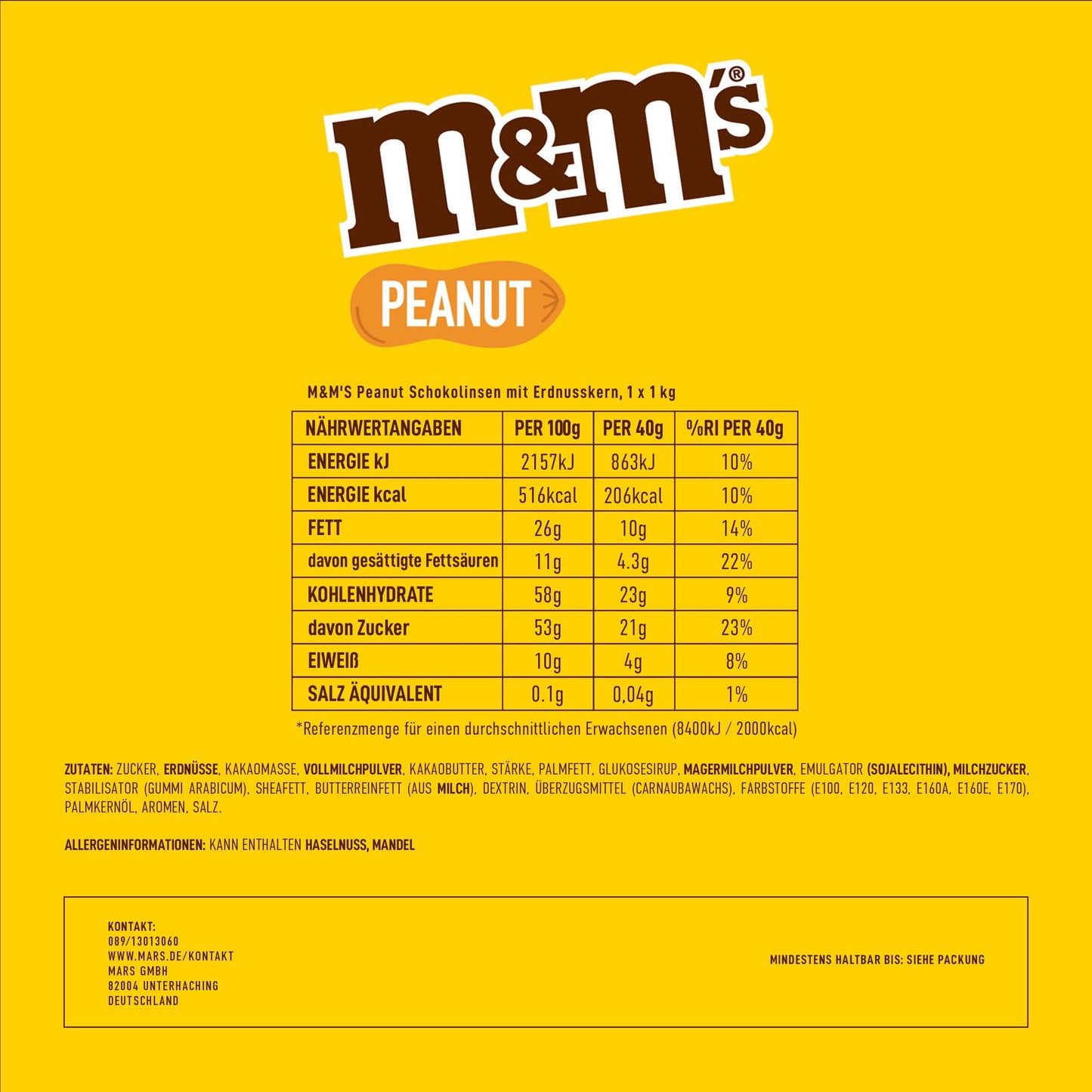 M&M's Peanut, Snack de Cacahuete y Chocolate con Leche, Ideal como Regalo, (800g)