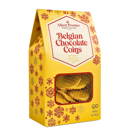 Monedas de Chocolate 600g - Albert Premier Belgian Chocolate Coins - Para Regalo, Navidad, Cumpleaños y Fiestas - Monedas de (50cts, 1€ y 2€)