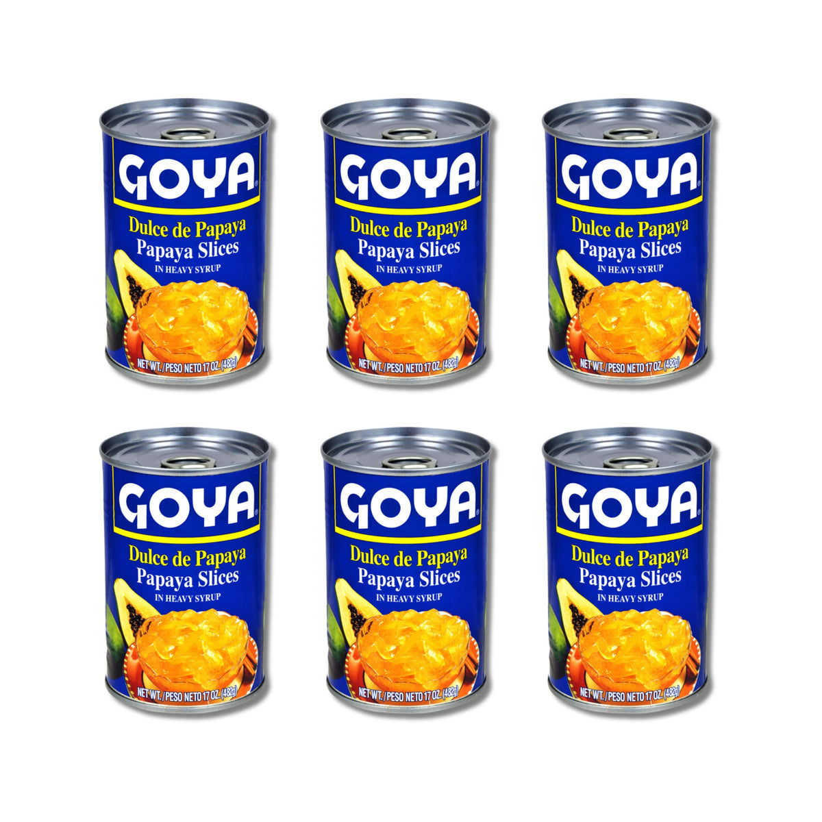 Dulce de Papaya - Tajadas de Papaya en Almíbar Pesado - Postre Tradicional Tropical - Pack de 6 Unidades x 482g - NEXU