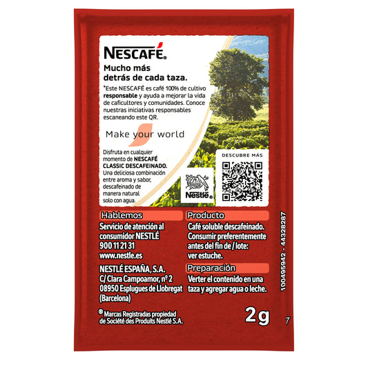 Nescafé Café Soluble Descafeinado, 100 Unidades