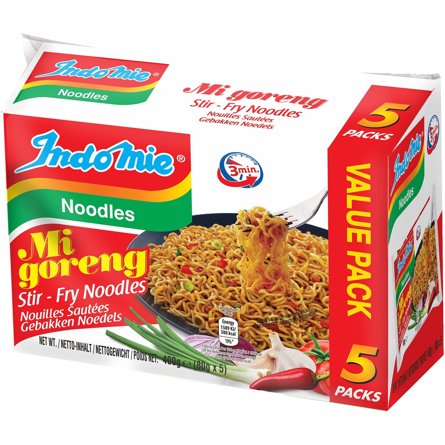 Indomie Tallarines instantáneos fritos Mi Goreng, sabor Fideos salteados, 85 g (paquete de 40) (el empaque puede variar)