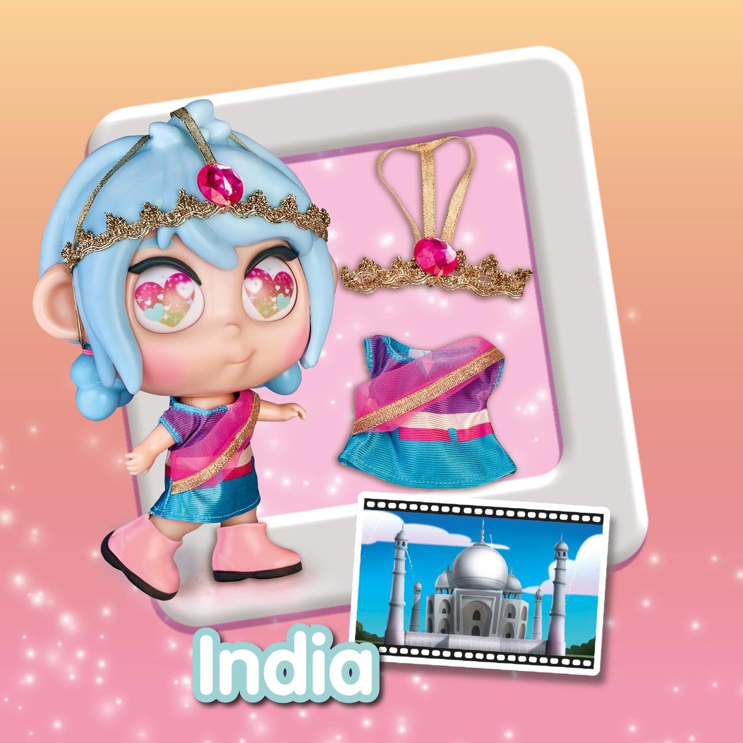 Trotties - Looks del Mundo, 3 Outfits de Diferentes países para Las muñecas Grandes de 35 cm, de Japón, India y Australia, 3 años, Famosa (TFT16000)