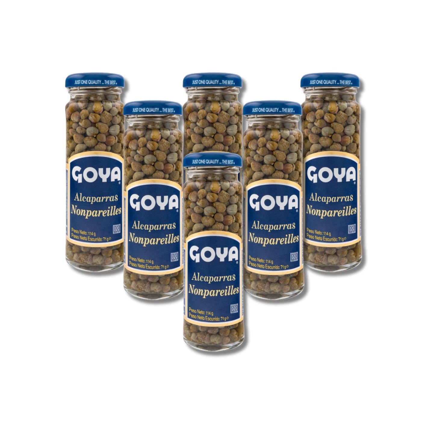 Alcaparras Nonpareilles - Pack de 6 Frascos de Cristal de 114g (71g Escurrido) - Alcaparras de Selección Especial para Ensaladas, Pescados, Salsas y Tapas - Sabor Gourmet Natural - NEXU