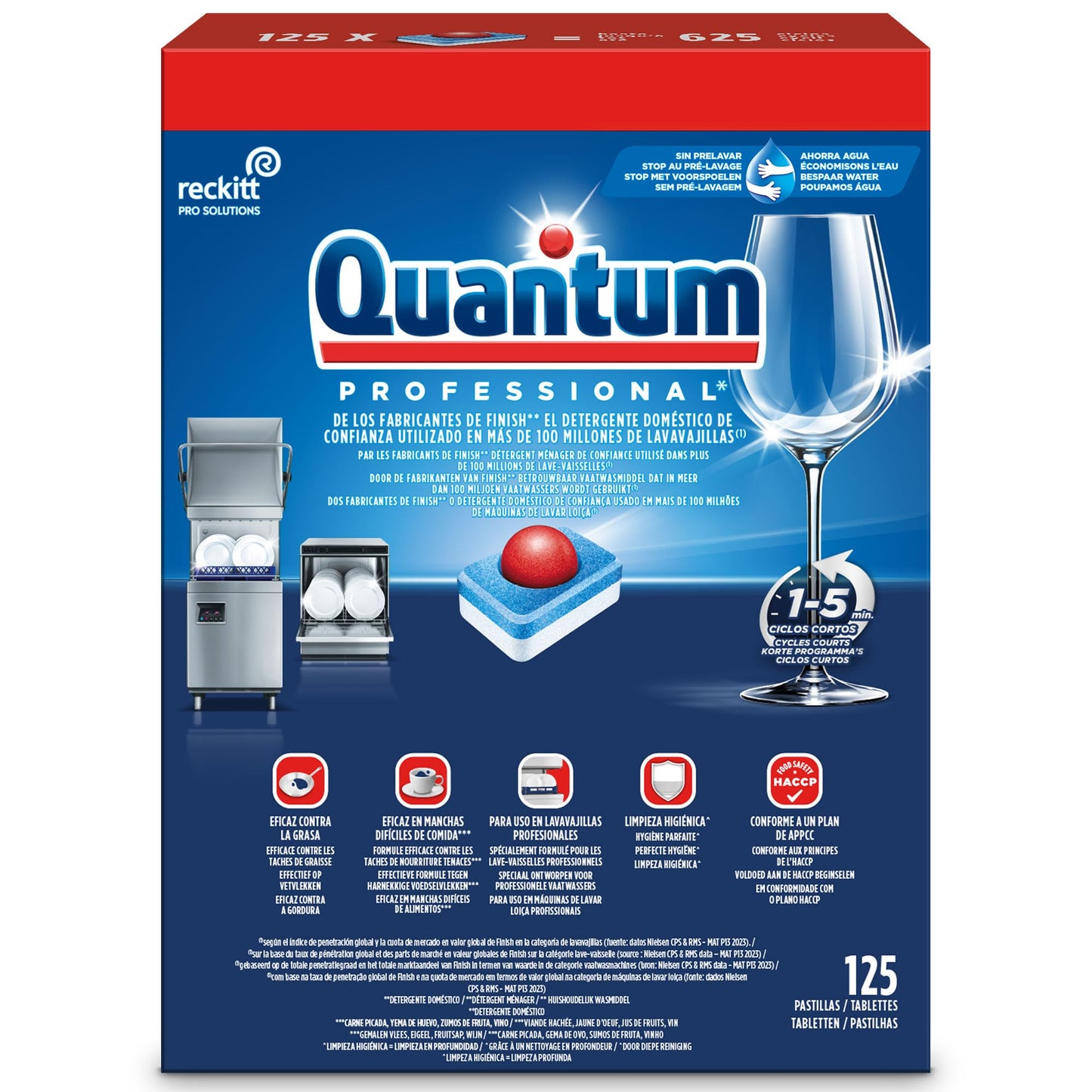 Finish Quantum Professional, pastillas para el lavavajillas uso profesional, 125 pastillas