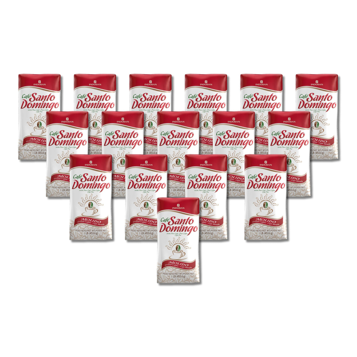 Café Molido 453.6g (1 LB) - Pack de 16 uds - Café Arábica 100% Puro de República Dominicana con Notas de Avellana, Caramelo y Vainilla - Ideal para Cafetera de Goteo, Moka y Prensa Francesa - nexu