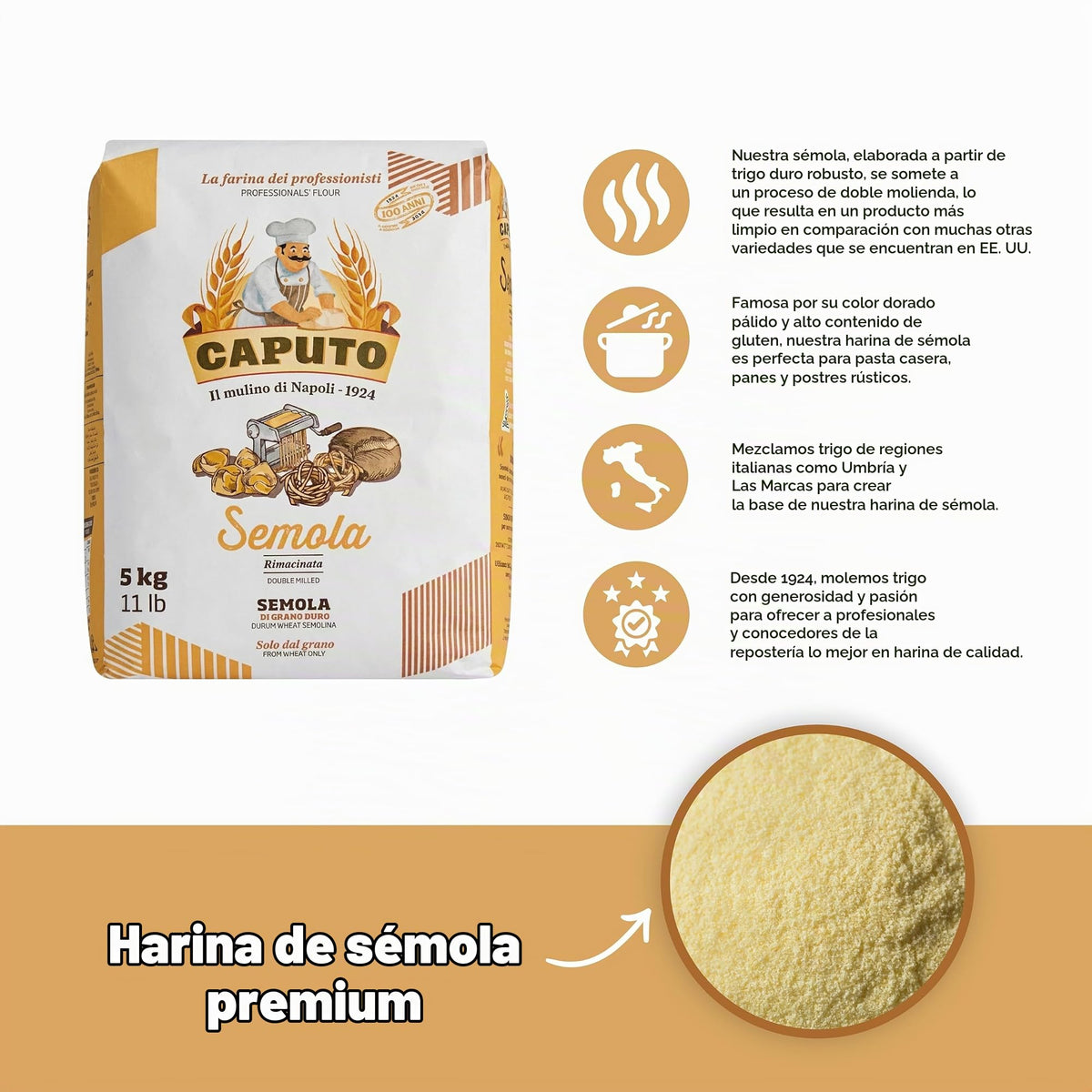 Sémola De Trigo Duro "rimacinata" Molino Caputo 5kg