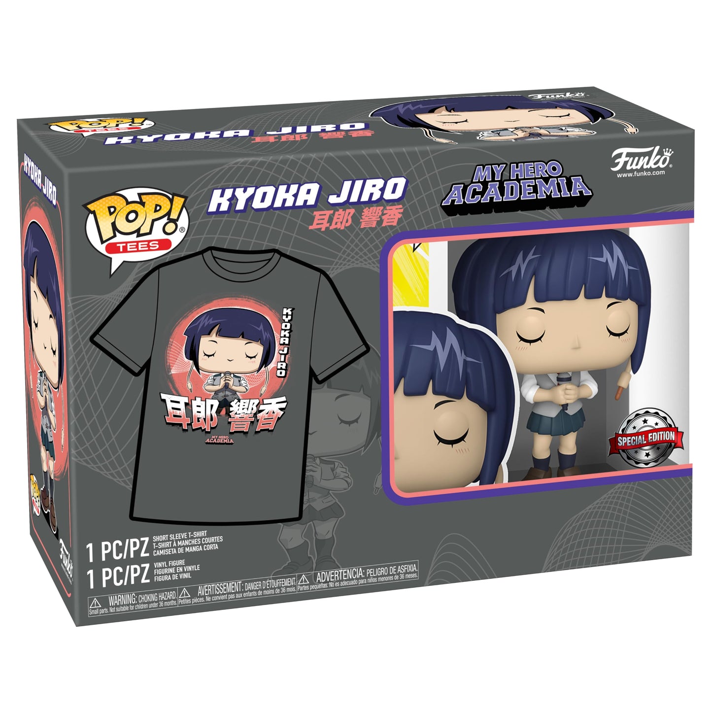 Funko Pop! & tee: MHA - Jirou with Mic - Large - (L) - My Hero Academia - Camiseta, Franela - Ropa con Figura de Vinilo Coleccionable - Idea de Regalo - Juguetes y Camiseta de Manga Corta Hombres