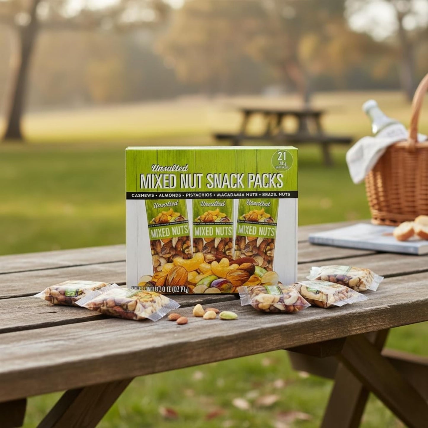 Surtido de Frutos Secos Tostados Sin Sal Añadida - Pack Ahorro 21 Bolsitas de 45g (945g), Mezcla de Anacardos, Almendras, Pistachos, Macadamias y Nueces de Brasil - NEXU