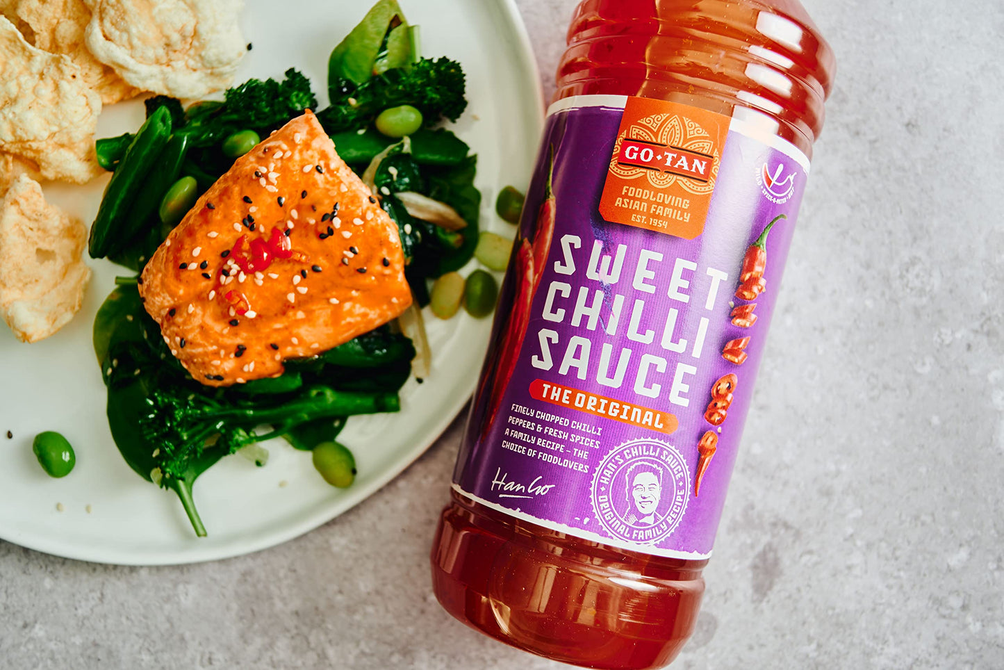 Go-Tan Salsa Chili dulce aromática GMO Free, Origen sudeste asiático, Sabor dulce especiado con toque picante, Chili Dulce, 1 L (Paquete de 1)