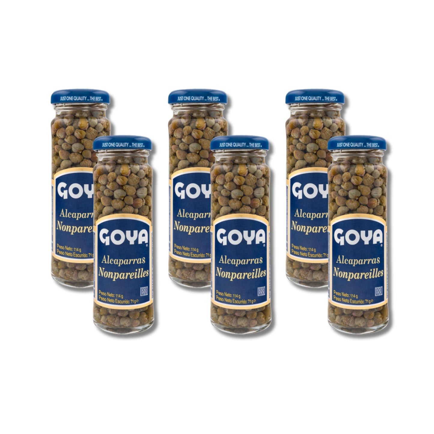 Alcaparras Nonpareilles - Pack de 6 Frascos de Cristal de 114g (71g Escurrido) - Alcaparras de Selección Especial para Ensaladas, Pescados, Salsas y Tapas - Sabor Gourmet Natural - NEXU