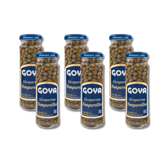 Alcaparras Nonpareilles - Pack de 6 Frascos de Cristal de 114g (71g Escurrido) - Alcaparras de Selección Especial para Ensaladas, Pescados, Salsas y Tapas - Sabor Gourmet Natural - NEXU