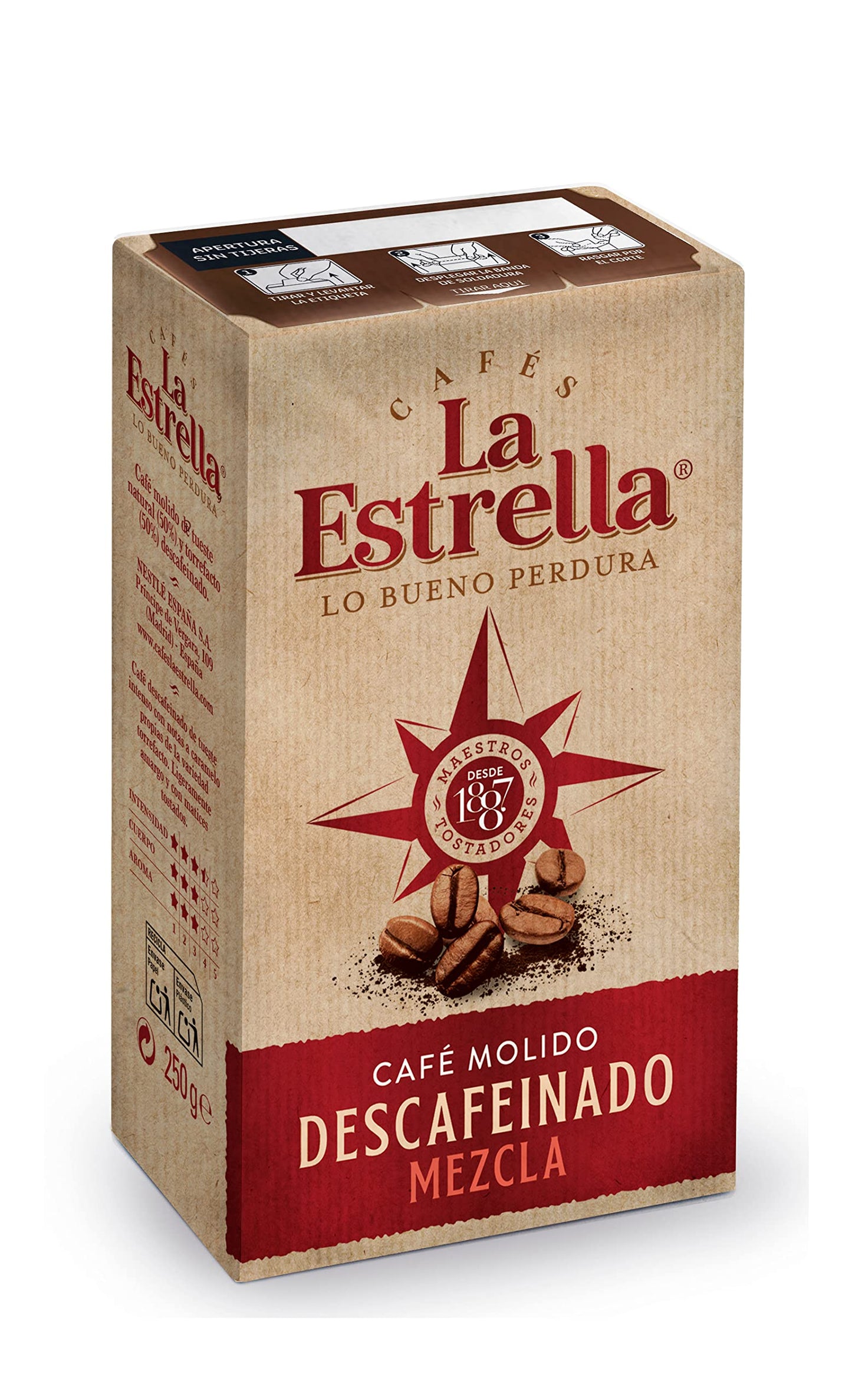 La Estrella Café Molido Descafeinado Mezcla 250g