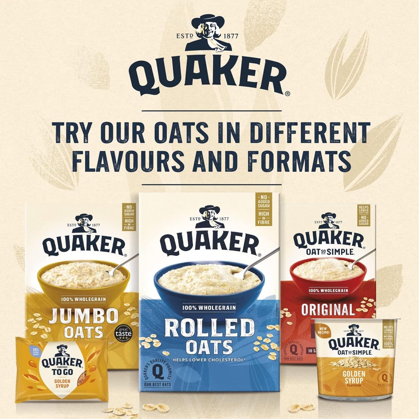 Quaker Avena Rolled Oats 1,5 kg | Copos de Avena 100% integral 1,5 kg