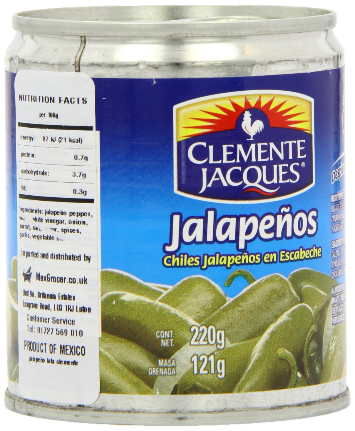 Chiles Jalapeños Enteros 220 Gram Clemente Jacques