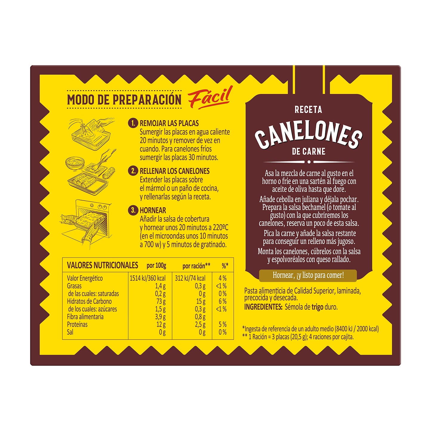 El Pavo Canelones Fácil, 12 Placas