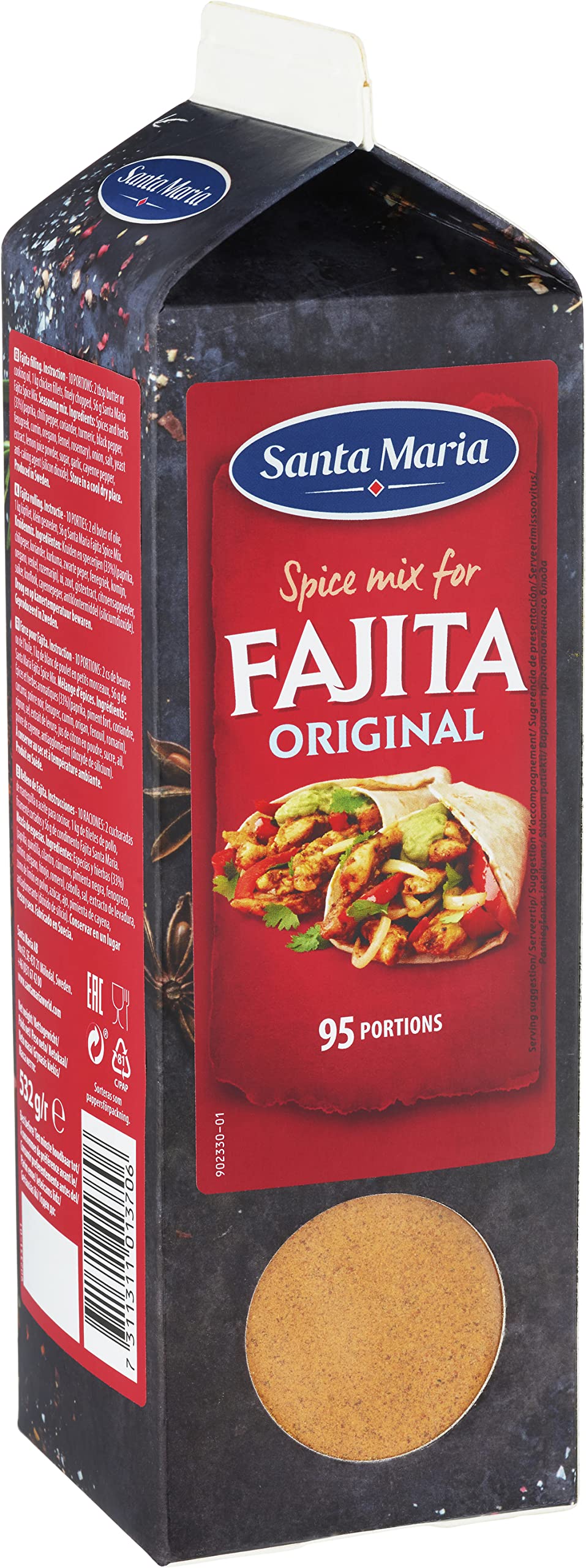 Santa Maria - Sazonador de Fajitas, Seasoning Mix, Condimento Tex-Mex, Mezcla de Especias especial Fajitas - 532g