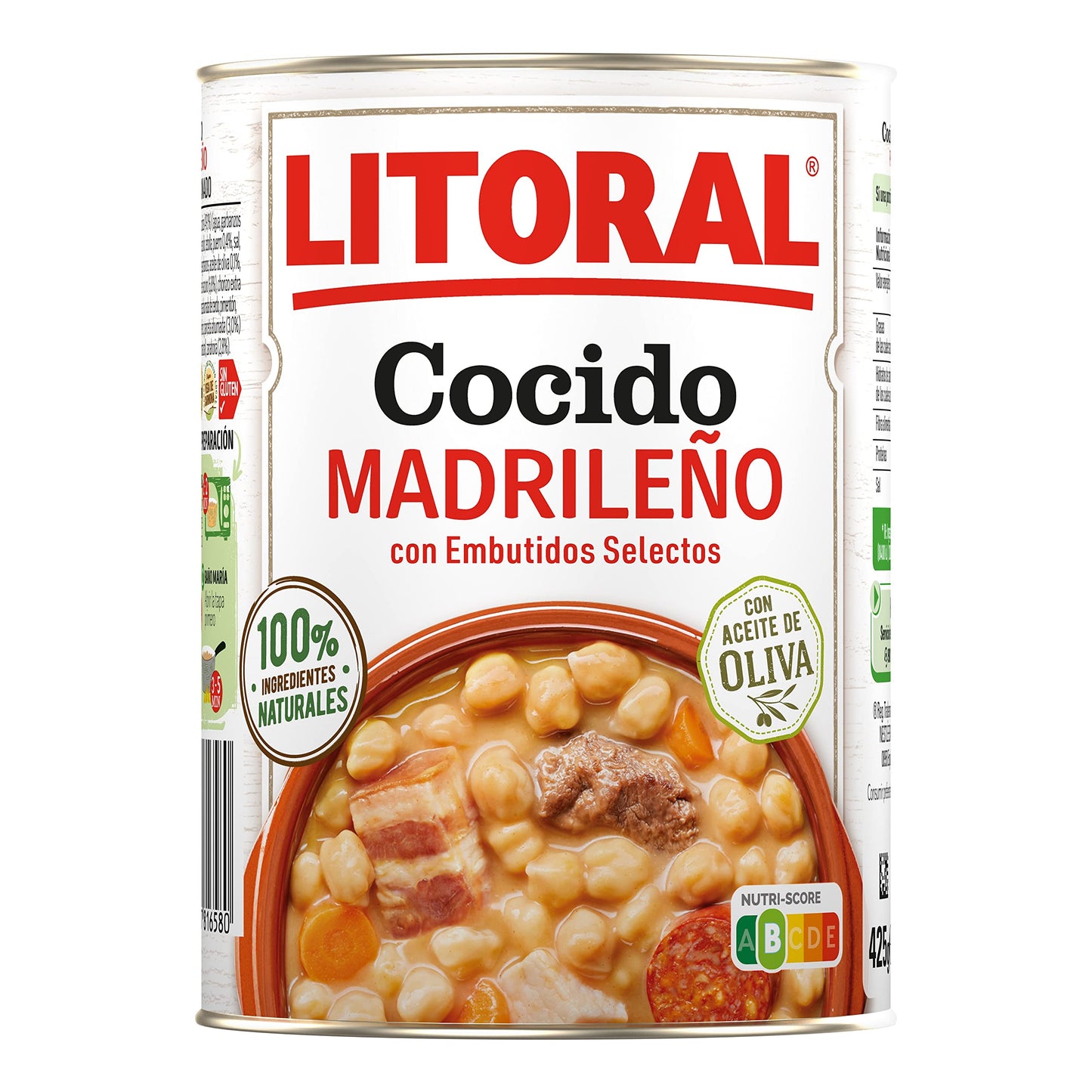 LITORAL Cocido Madrileño - Plato Preparado Sin Gluten - Pack de 6x425g - Total: 2.55kg