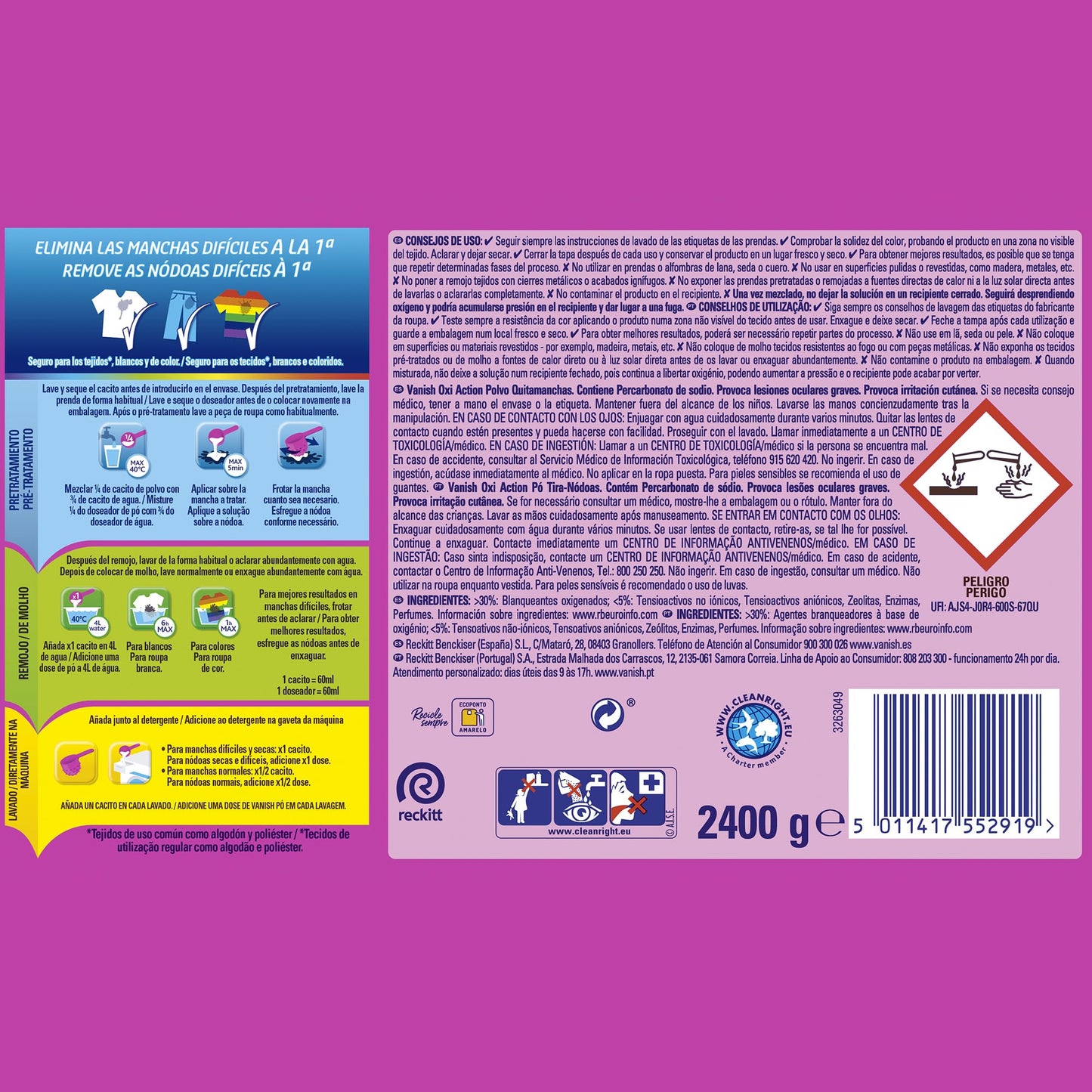 Vanish Quitamanchas Polvo Oxi Action Profesional - 2,4 kg