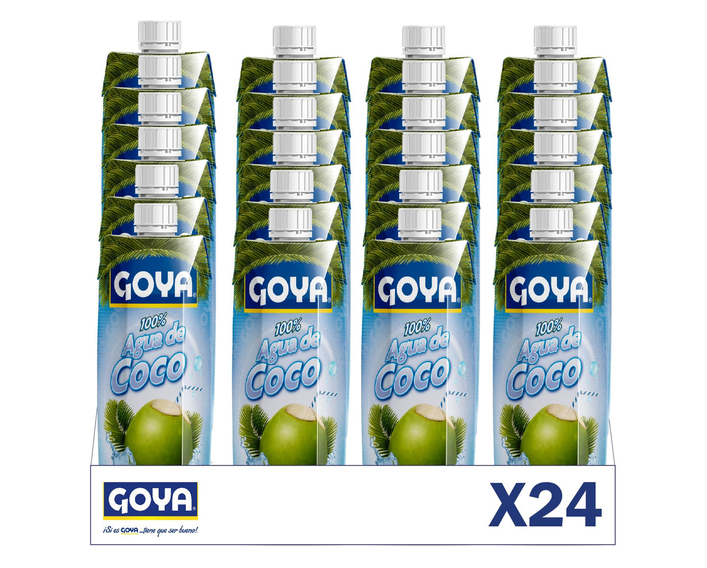 Goya Agua de Coco 24x330 ml, 100% Agua de Coco Natural Sin Azúcar, Hidratante y Reconstituyente con Electrolitos y Minerales
