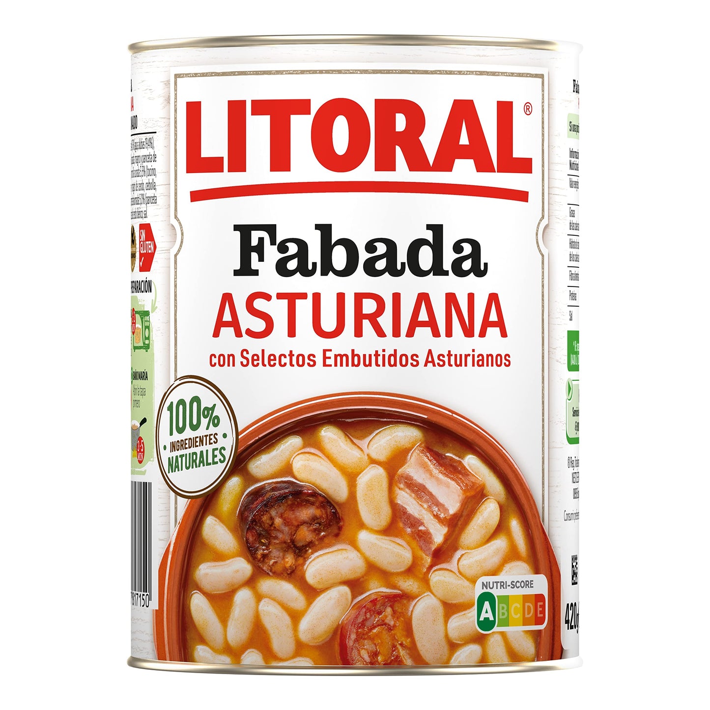 LITORAL Fabada Asturiana - Plato Preparado de Fabada Asturiana Sin Gluten - Pack de 6x420 g
