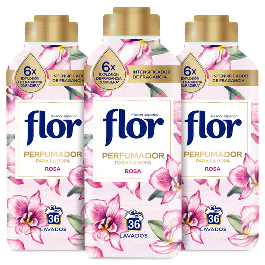 Flor Perfumador para la Ropa, con perlas de frescor, fragancia Rosa - 108 lavados (3x36 lavados)