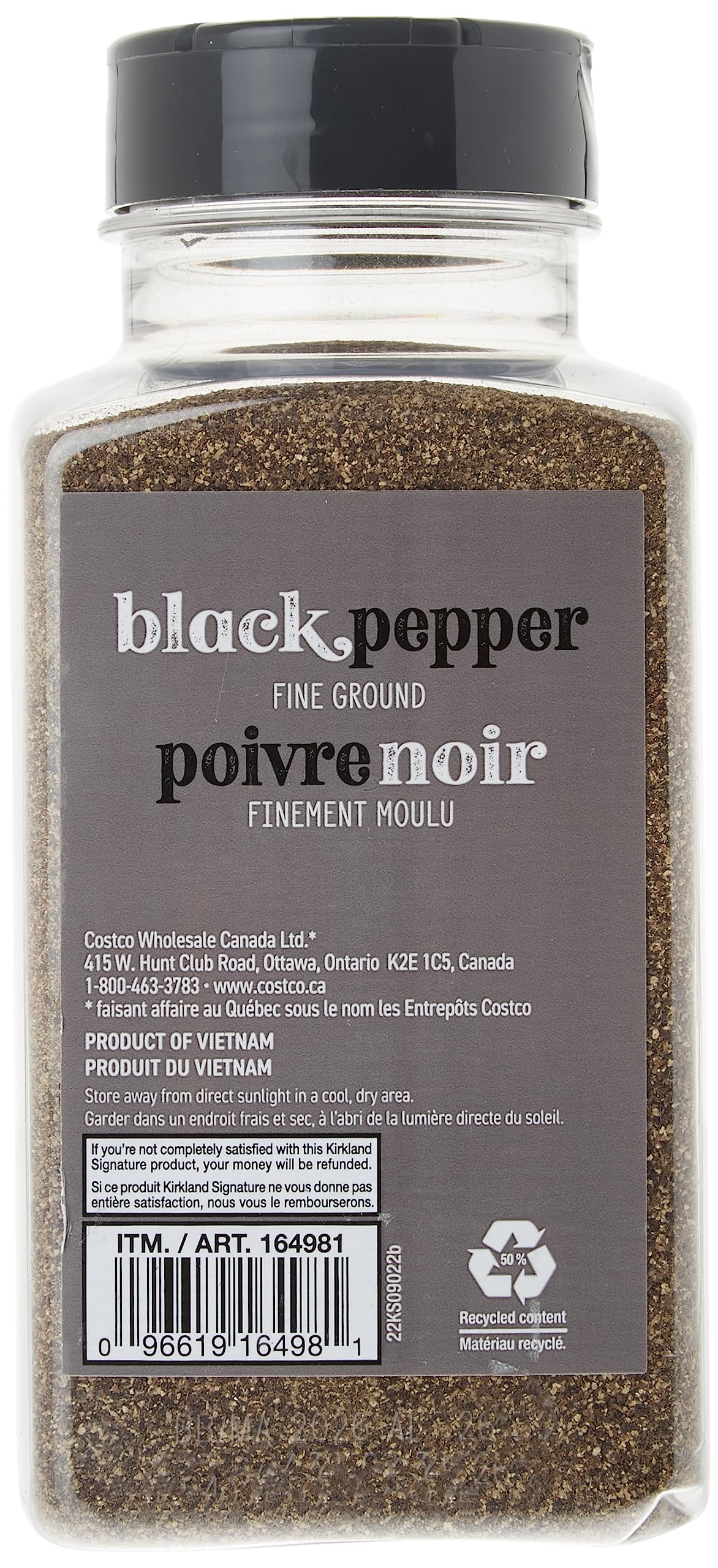 Kirkland Fine Ground Malabar Pimienta Negra, 12.3 Ounce