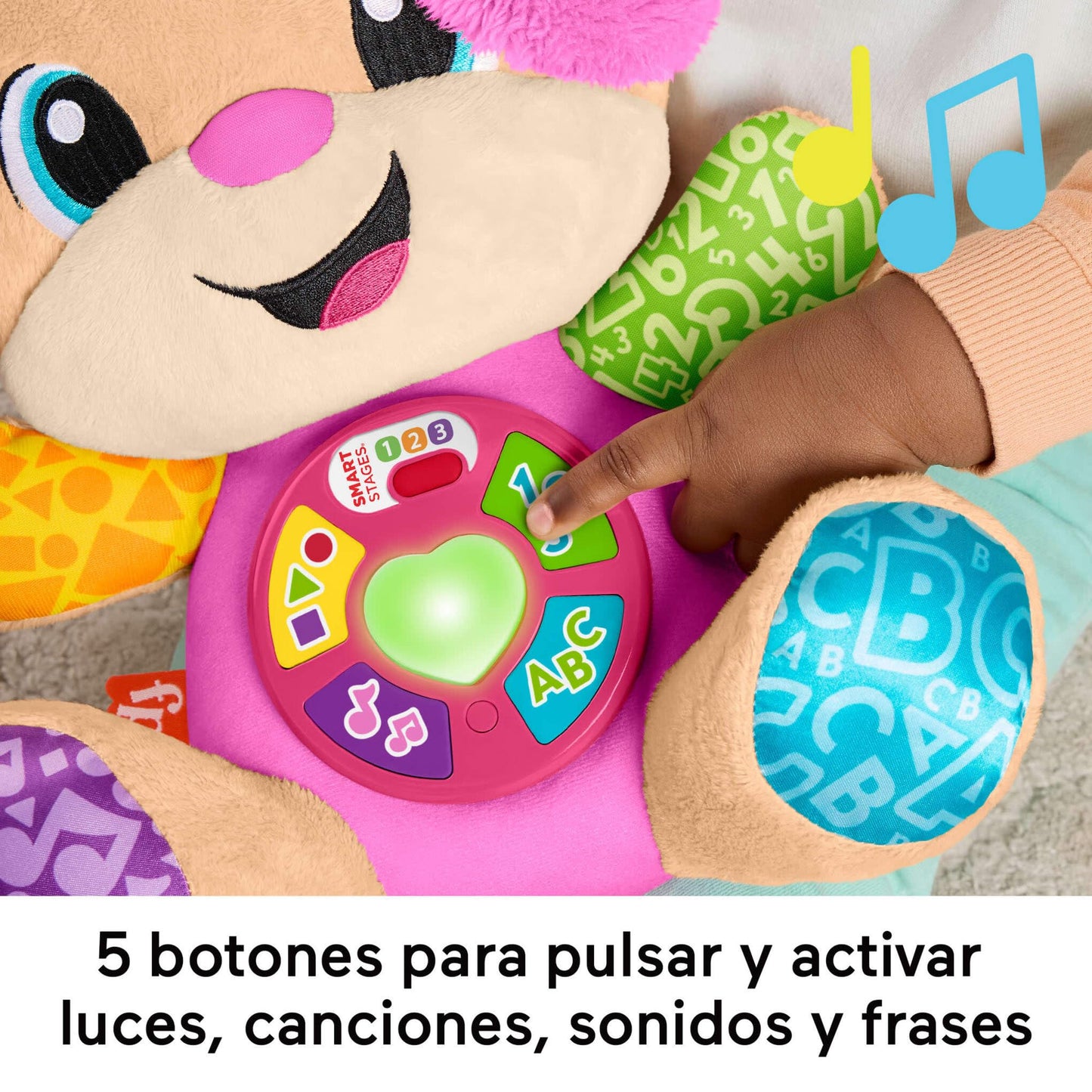 Fisher-Price Laugh & Learn Perrita con Smart Stages Peluche musical de aprendizaje con Smart Stages , versión multilingüe: Italiano, Español, Portugués, Inglés,
