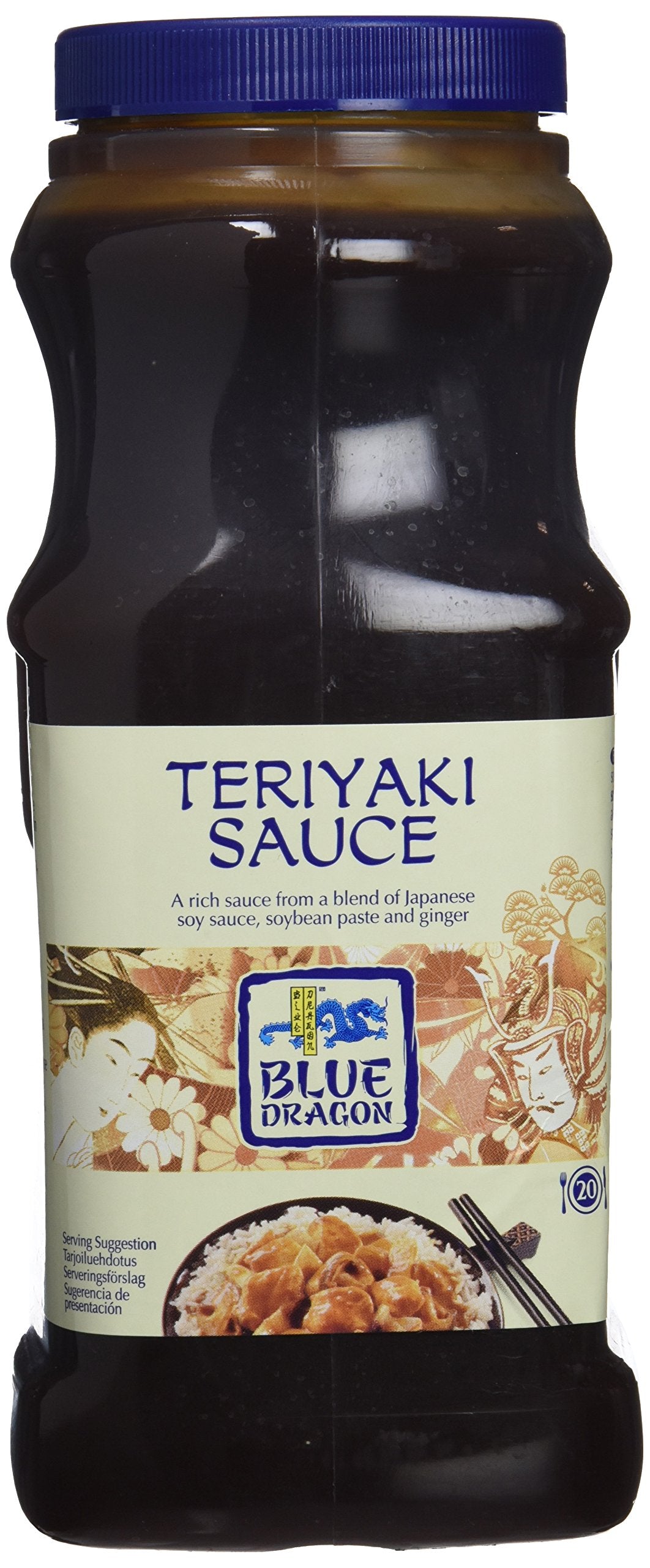 Blue Dragon Salsa Teriyaki con Jengibre, Salsa de Soja Japonesa, Sabor Dulce Caramelo, Teriyaki, 1 Litro (Paquete de 1)